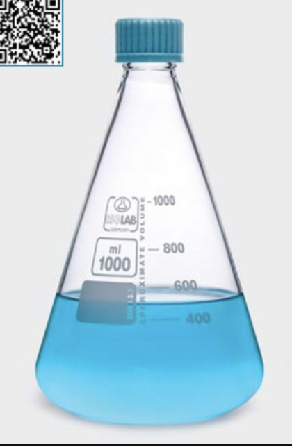 Erlenmeyer 250ml, vidrio borosilicato, cuello medio.