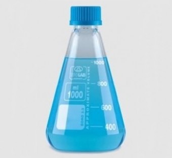 Erlenmeyer vidrio 1000ml- Tapa de rosca- escala blanca- 1000ml