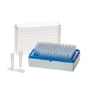 [T100-2B T100-1B-UN] Rack & Box with 96 plain individual Tubes, Sterile, Blue