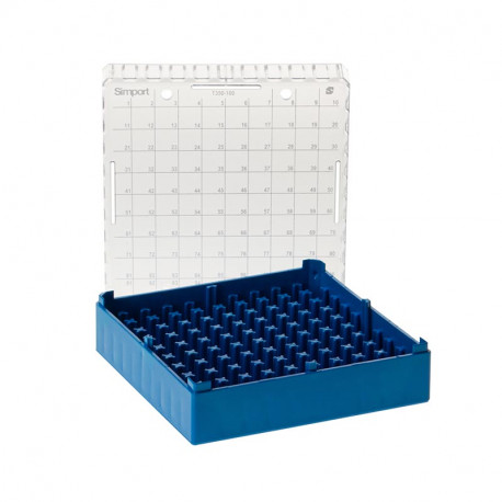 Cajas azules para almacenaje de 100 microtubos de 0.5 ml a 2,0ml, se puede utilizar a temperaturas de -196°C a 121°C