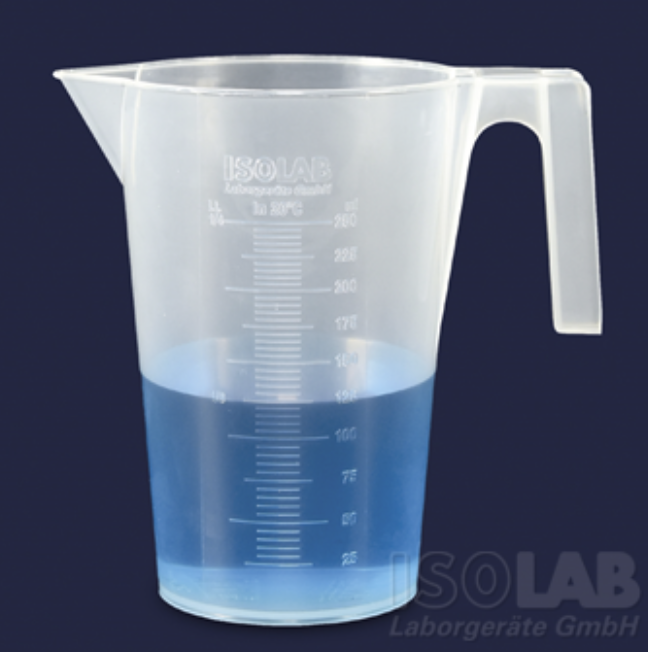 Beaker de plástico P.P, de 500ml con agarradera